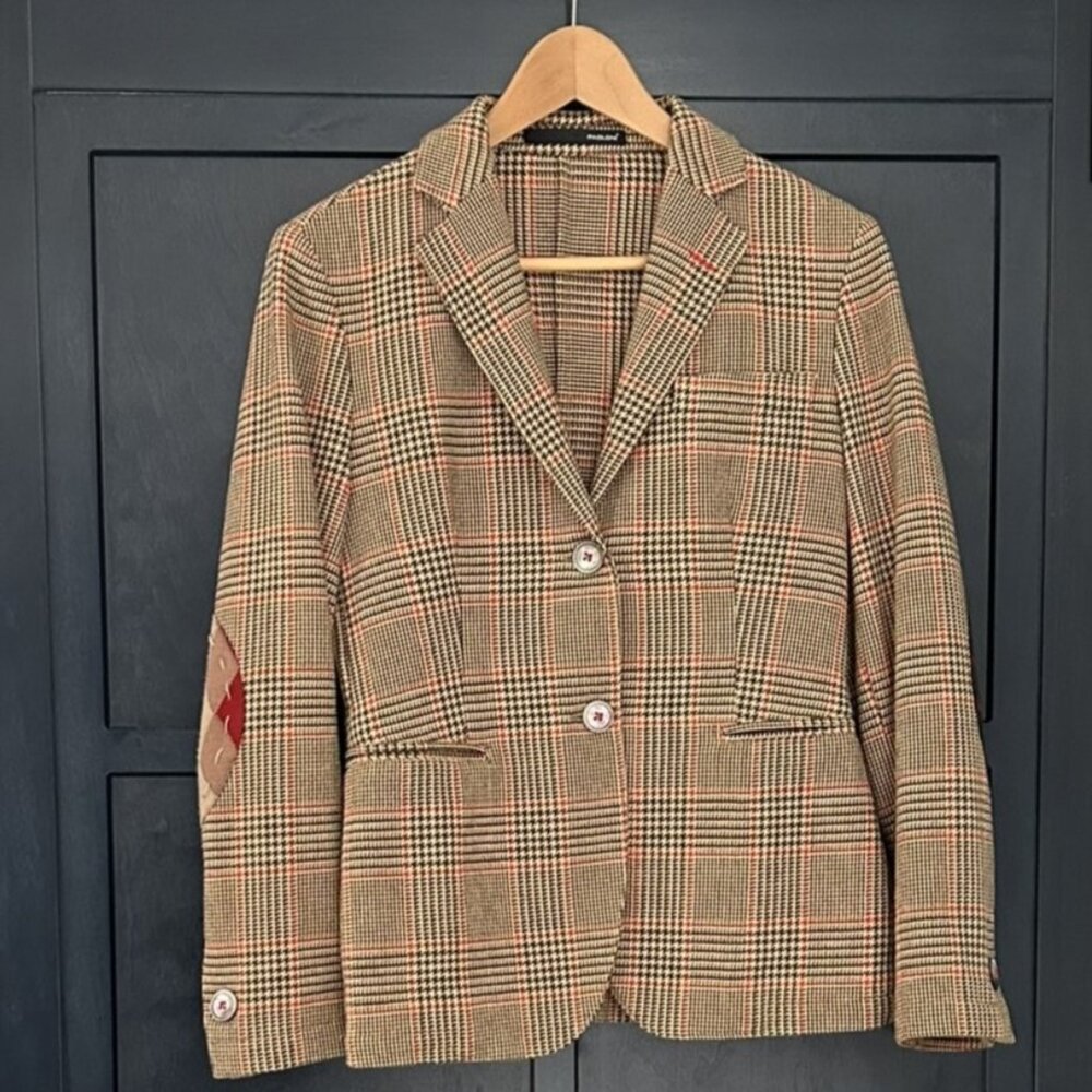 Paoloni Women’s Blazer | Beige, Black, and Red Tartan Check | Fall/Winter | xs